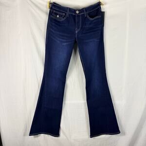 True Religion Jeans Women's W30 Dark Blue Joey Low Rise Flare Leg Flap Pockets